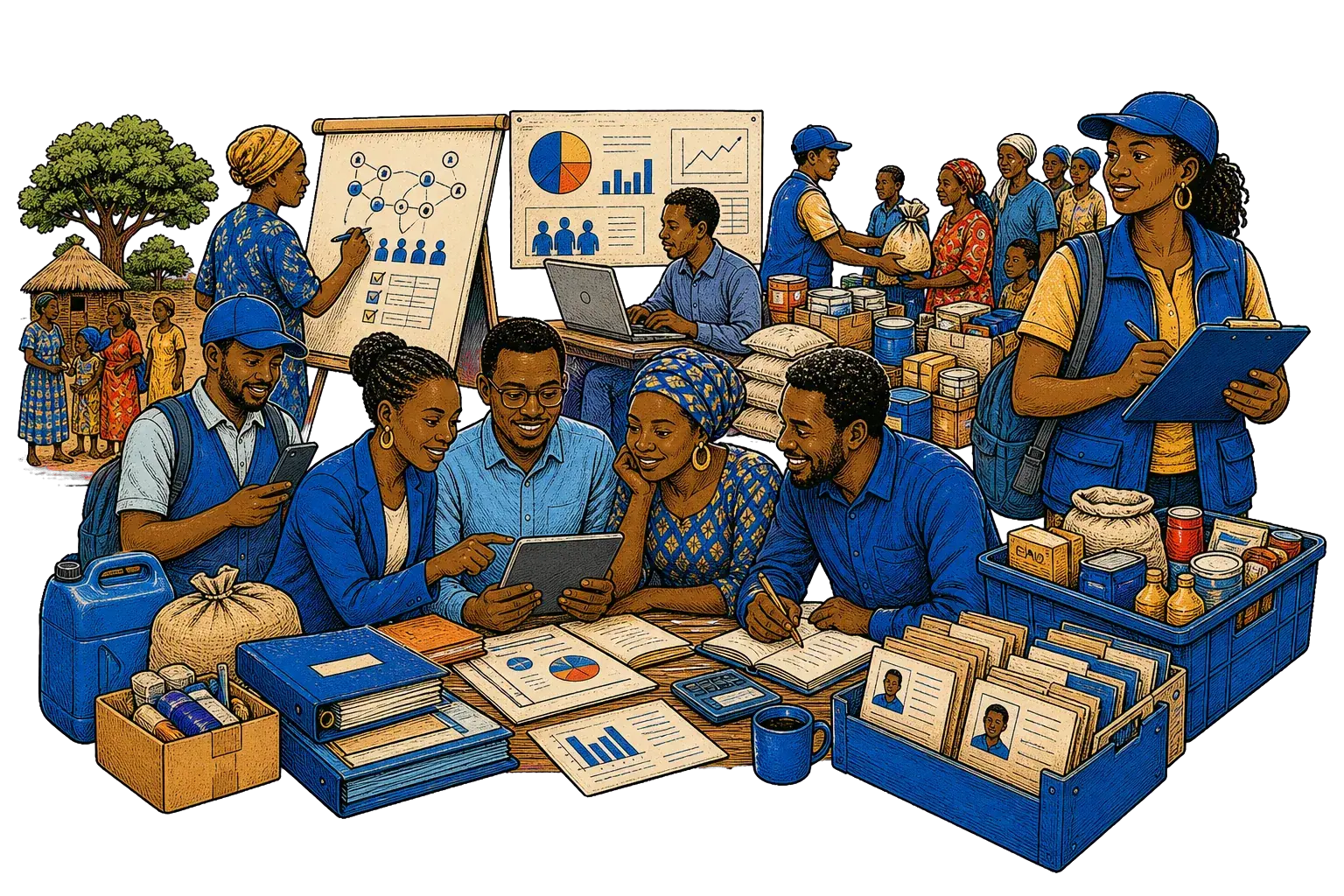 African programme and financial operations teams working together